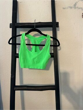 Neon Green Racerback Sports Bra with Wide Support